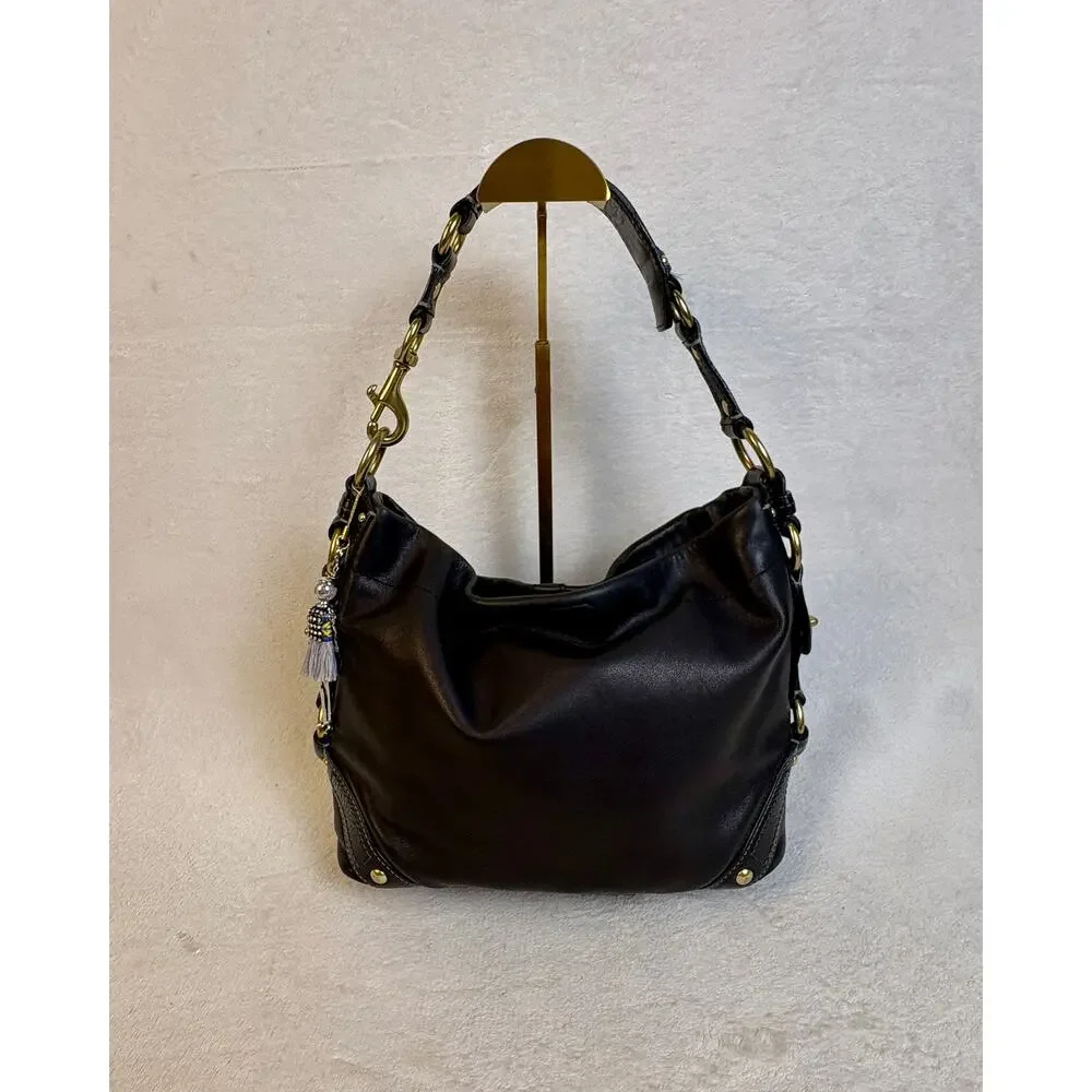 Coach Y2K Black Leather Carly Hobo